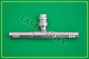 Złącze serwisowe przelotowe frezowane z portem serwisowym wysokiego ciśnienia, aluminium, rurka 8-8 (ZS-171)