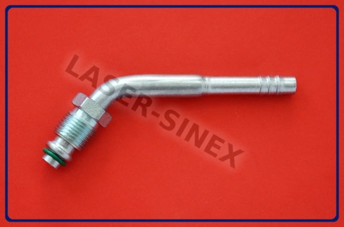 złącze serwisowe aluminiowe kątowe frezowane męskie, złącze kątowe 45°, części do klimatyzacji samochodowej