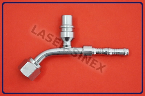 złącze typu BURGACLIP z portem serwisowym wysokiego ciśnienia 17mm, kątowe 45° na opaski zaciskowe, o-ring, żeńskie gwint 5/8"-18, rurka 6-6, złącza do klimatyzacji z portem serwisowym, autoklimatyzacja sklep