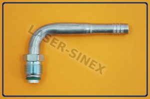 Złącze serwisowe aluminiowe męskie, kątowe frezowane bez skuwki, 90°, rurka 8-8, o-ring, gwint 3/4"-18, końcówka rurkowa z gwintem zewnętrznym, złącza, węże końcówki do klimatyzacji samochodowej (ZS-164)