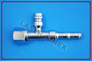 Złącze typu BURGACLIP z portem serwisowym wysokiego ciśnienia 16 mm, żeńskie proste, opaski zaciskowe, o-ring, gwint 3/4"-16, rurka 8-8, końcówki rurkowe z zaworami serwisowymi, złącza do klimatyzacji samochodowej (ZS-175)