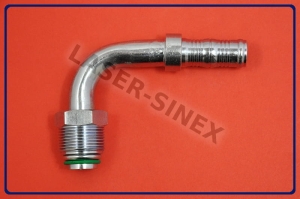 Złącze kątowe 90° typu BURGACLIP na opaski zaciskowe, o-ring,  męskie gwint 1 1/16"-16, rurka 12-12, złącza serwisowe do układu klimatyzacji, części do naprawy autoklimatyzacji (ZS-237)