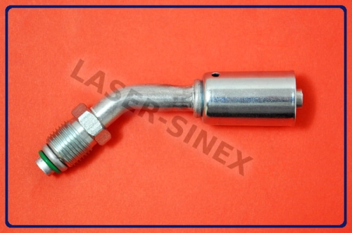 złącze serwisowe aluminiowe męskie 45°, o-ring, gwint 5/8"-18, 6-6, złącze do węży gumowych w układzie klimatyzacji, części do naprawy klimatyzacji samochodowej.JPG