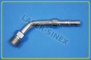 Złącze kątowe 45° typu BURGACLIP na opaski zaciskowe, bez o-ringu,  męskie gwint 3/4"-16, rurka 8-8, złącza serwisowe do węży gumowych, autoklimatyzacja sklep (ZS-243)