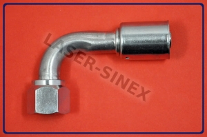 Złącze serwisowe aluminiowe żeńskie 90°, o-ring, gwint 7/8"-14, 10-10, złącza kątowe do węży klimatyzacji, naprawa układu klimatyzacji części (ZS-096)