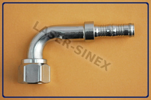 złącze kątowe 90° typu BURGACLIP na opaski zaciskowe, o-ring, żeńskie gwint 7/8"-14, rurka 10-10, złącza zaciskowe do węży klimatyzacji, złącza serwisowe do klimatyzacji samochodowej