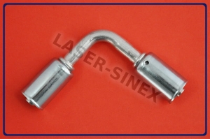 Złącze aluminiowe kątowe z dwoma skuwkami 90°, rurka 6-6, złączki zaciskowe do przewodów klimatyzacji, złącza i węże do klimatyzacji samochodowej (ZS-134)