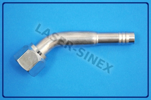 złącze serwisowe aluminiowe kątowe frezowane bez skuwki 45°, rurka 10-10, o-ring, gwint 7/8"-14, końcówka z gwintem wewnętrznym do przewodów gumowych, węże i końcówki do klimatyzacji.JPG