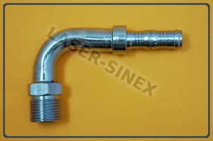 Złącze kątowe 90° typu BURGACLIP na opaski zaciskowe, bez o-ringu,  męskie gwint 1 1/16"-14, rurka 12-12, złącza do przewodów gumowych klimatyzacji samochodowej, autoklimatyzacja części Łódź (ZS-249)