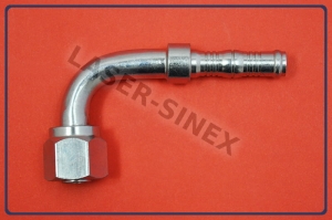 Złącze kątowe 90° typu BURGACLIP na opaski zaciskowe, o-ring,  żeńskie gwint 5/8"-18, rurka 6-6, końcówka z gwintem wewnętrznym do przewodów gumowych, węże i końcówki do klimatyzacji (ZS-190)