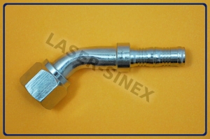 Złącze kątowe 45° typu BURGACLIP, o-ring,  żeńskie gwint 1 1/16"-14, rurka 12-12, końcówka z gwintem wewnętrznym do przewodów gumowych, węże i końcówki do klimatyzacji (ZS-185)