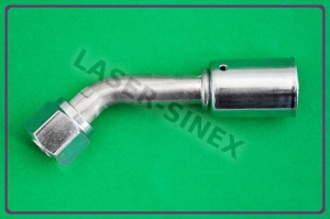 Złącze serwisowe aluminiowe żeńskie 45°, o-ring, gwint 3/4"-16, 8-8, końcówka z gwintem wewnętrznym do przewodów gumowych, końcówki, złącza, węże do klimatyzacji (ZS-088)