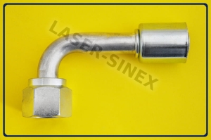 Złącze serwisowe aluminiowe żeńskie 90°, o-ring, gwint 1 1/16"-14, 12-12, złącze do naprawy gumowych rurek, naprawa układu klimatyzacji (ZS-097)