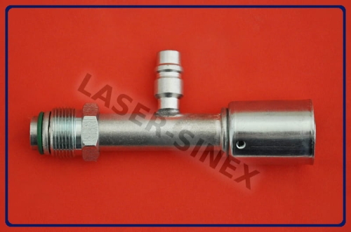 złącze aluminiowe z portem serwisowym niskiego ciśnienia, męskie proste, o-ring, gwint 7/8"-18, 10-10, złącze do gumowych przewodów, naprawa układu klimatyzacji