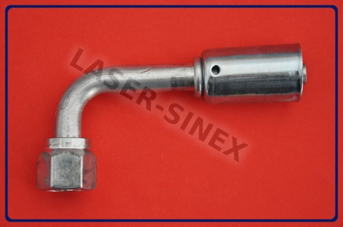 złącze serwisowe aluminiowe żeńskie 90°, o-ring, gwint 5/8"-18, 6-6, złącze do naprawy gumowych rurek, naprawa układu klimatyzacji