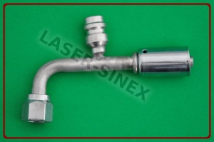 Złącze aluminiowe z portem serwisowym wysokiego ciśnienia, żeńskie 90°, o-ring, gwint 5/8"-18, 6-6, złącza serwisowe kątowe, auto-klimatyzacja części (ZS-098)