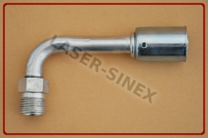 Złącze serwisowe aluminiowe męskie 90°, gwint 3/4"-16, 8-8, bez oringu, złącza kątowe do węży klimatyzacji, złącza serwisowe do naprawy przewodów klimatyzacji samochodowej (ZS-124)