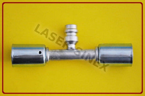 złącze aluminiowe proste z dwoma skuwkami i portem serwisowym, rurka 8-8, złącza zaciskowe z portem wysokiego ciśnienia, auto-klima sklep