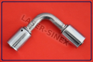 Złącze aluminiowe kątowe z dwoma skuwkami, 90°, rurka 8-8, złączka kątowa do węży klimatyzacji, części do naprawy klimatyzacji w samochodach (ZS-135)