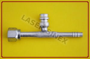 Złącze aluminiowe z portem serwisowym wysokiego ciśnienia, proste frezowane żeńskie, o-ring, rurka 6-6, gwint 5/8"-18, złącze proste z adapterem serwisowym, złącza do węży klimatyzacji (ZS-142)