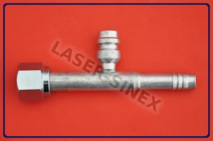 Złącze aluminiowe z portem serwisowym wysokiego ciśnienia, proste frezowane żeńskie, o-ring, rurka 8-8, gwint 3/4"-16, złączki z adapterem wysokiego ciśnienia, złącza do przewodów układu klimatyzacji (ZS-143)