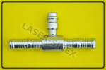 Złącze typu BURGACLIP serwisowe przelotowe z portem serwisowym niskiego ciśnienia 14 mm, opaski zaciskowe, stal, rurka 10-10, złącza zaciskowe do węży klimatyzacji, złącza serwisowe do klimatyzacji samochodowej (ZS-220)