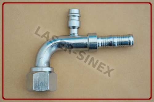 złącze typu BURGACLIP z portem serwisowym niskiego ciśnienia 14 mm, kątowe 90° na opaski zaciskowe, o-ring, żeńskie gwint 7/8"-14, rurka 10-10, złączki do układu klimatyzacji, części do klimatyzacji