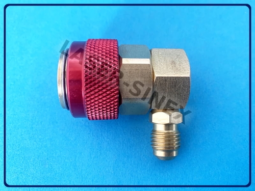 adapter kątowy wysokiego ciśnienia do R134A, mosiężny!, złącze kolankowe wysokiego ciśnienia, adaptery klimatyzacji, części serwisowe klimatyzacji samochodowej