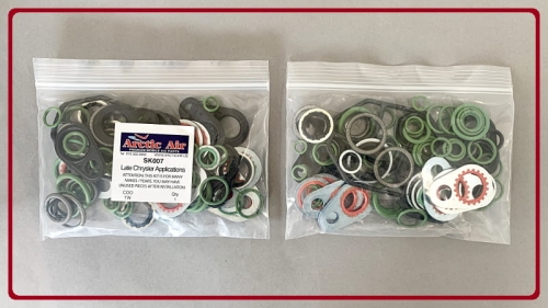 zestaw uszczelniający do CHRYSLER LATE zestaw oringów i podkładek metalowo-gumowych do klimatyzacji samochodowej, komplet uszczelek klimatyzacji w samochodach CHRYSLER, uszczelnianie klimatyzacji, części serwisowe auto-klimatyzacji części