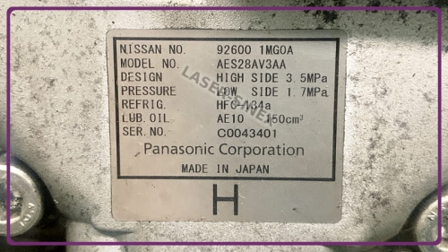 sprężarka klimatyzacji do samochodów elektrycznych NISSAN Leaf I (ZE0), INFINITI M Sedan (Y51), Q50 Sedan, regenerowane kompresory PANASONIC AES28AV3AA, kompresory klimatyzacji do hybryd