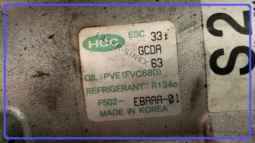 sprężarka klimatyzacji samochodowej do HYUNDAI Sonata VI, KIA Optima, regenerowany kompresor HALLA / HCC ESC33i, F502-EBAAA-01, F502EBAAA01, 97701-4U000, 977014U000, części do klimatyzacji w hybrydach