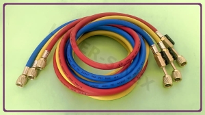 Zestaw węży do napełniania klimatyzacji 250 cm 5/8" SAE,  przewody serwisowe z zaworkami, serwis klimatyzacji samochodowej (PY-006)