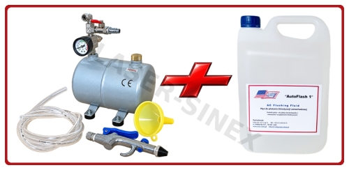 zestaw do ręcznego płukania klimatyzacji + płyn do płukania klimatyzacji AC FLUSH 5L, cylinder o pojemności 2L, zestaw do płukania układu klimatyzacji po zatarciu sprężarki, auto-klimatyzacja sklep Łódź