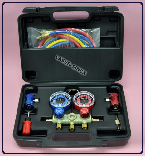 zestaw manometrów do czynnika R1234YF, listwa manometryczna na nowy czynnik chłodniczy R-1234YF, narzędzia obsługi klimatyzacji