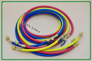 Zestaw węży do napełniania klimatyzacji 150 cm 1/4" SAE, przewody serwisowe z zaworkami, serwis klimatyzacji samochodowej PY-002