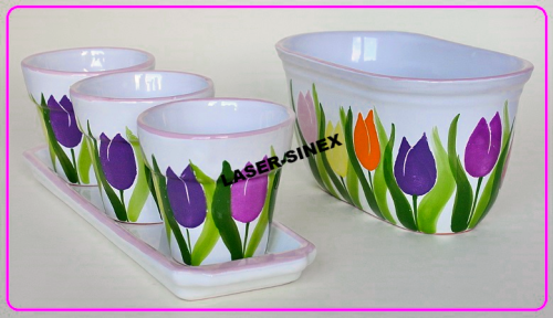 doniczki ceramiczne, osłonki ceramiczne na zioła, donice ceramiczne ręcznie malowane